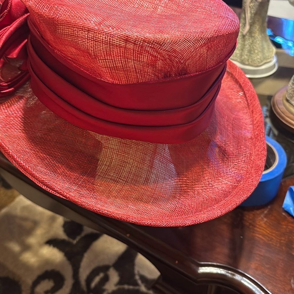 Elegant Red Wide-Brim Hat